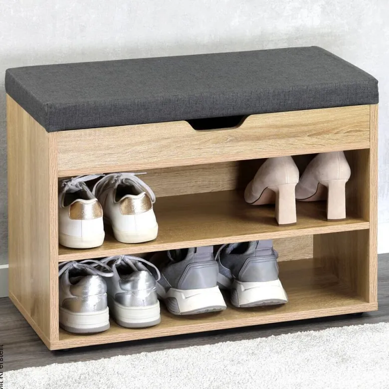 Kesper Schuhschrank mit Sitzkissen Eiche Spanplatte B/H/L: ca. 30x45x60 cm