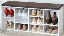Kesper Schuhschrank mit Sitzkissen weiß Spanplatte B/H/L: ca. 29,5x48x103,5 cm