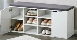 Kesper Schuhschrank mit Sitzkissen weiß Spanplatte B/H/T: ca. 103x48x30,5 cm