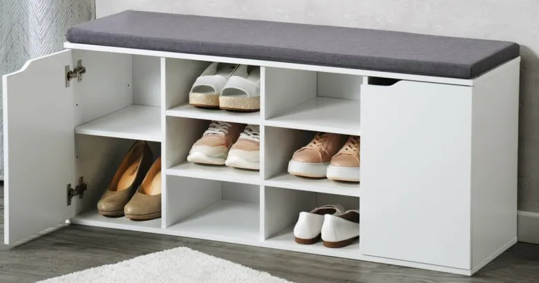 Kesper Schuhschrank mit Sitzkissen weiß Spanplatte B/H/T: ca. 103x48x30,5 cm