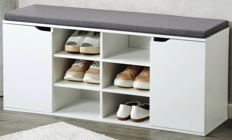 Kesper Schuhschrank mit Sitzkissen weiß Spanplatte B/H/T: ca. 103x48x30,5 cm