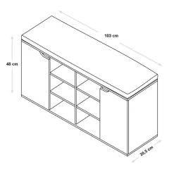 Kesper Schuhschrank mit Sitzkissen Eiche Spanplatte B/H/T: ca. 103x48x30,5 cm