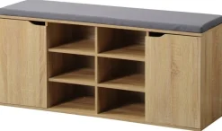 Kesper Schuhschrank mit Sitzkissen Eiche Spanplatte B/H/T: ca. 103x48x30,5 cm