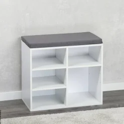 Kesper Schuhschrank mit Sitzkissen weiß Spanplatte B/H/L: ca. 29,5x48x515 cm