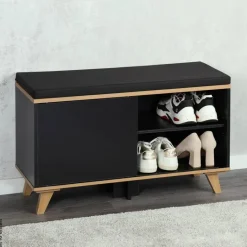 Kesper Schuhschrank schwarz Holz B/H/L: ca. 30x48x77 cm