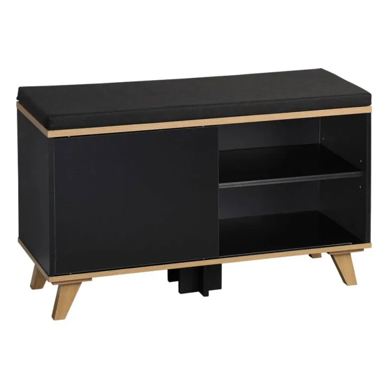 Kesper Schuhschrank schwarz Holz B/H/L: ca. 30x48x77 cm