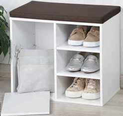 Kesper Schuhschrank weiß Holz B/H/L: ca. 48x29,5x51,5 cm