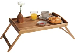 Kesper Tablett mit Klappfüßen natur Holz B/H/T: ca. 55x24x35 cm
