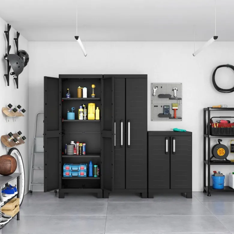 Keter Kunststoffschrank Detroit schwarz Kunststoff B/H/T: ca. 65x182x45 cm