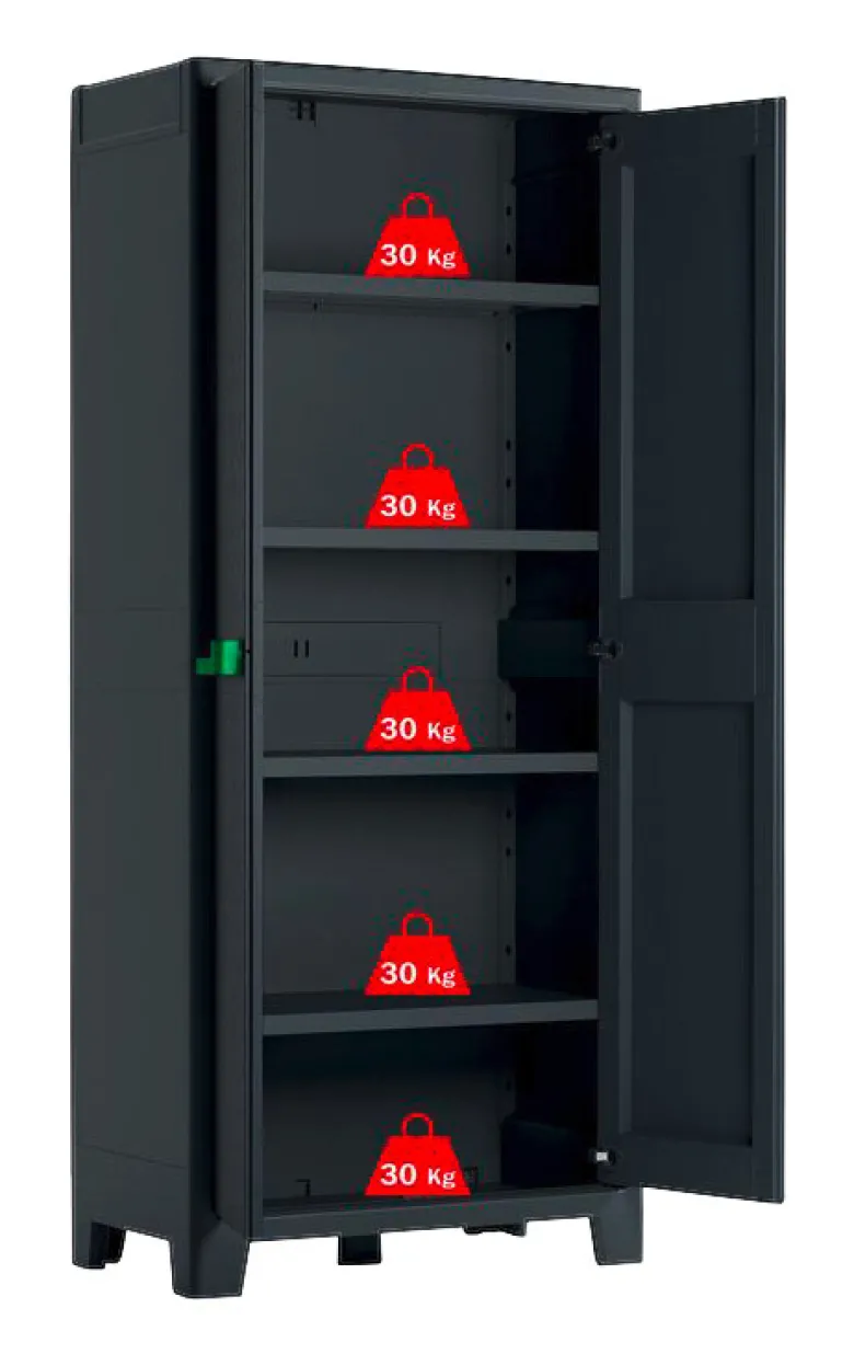 Keter Kunststoffschrank Moby grau Kunststoff B/H/T: ca. 80x182x44 cm