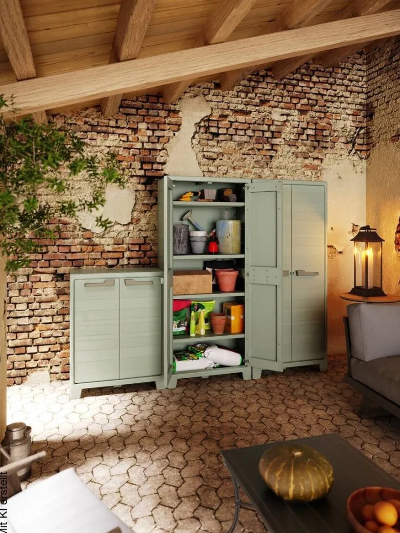 Keter Kunststoffschrank Planet Outdoor Jade Kunststoff B/H/T: ca. 80x182x44 cm