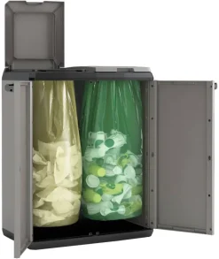 Keter Recyclingschrank Split Basic grau Kunststoff B/H/T: ca. 68x85x39 cm