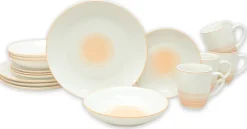 KEVOLI home Kombiservice apricot Porzellan 16 tlg.