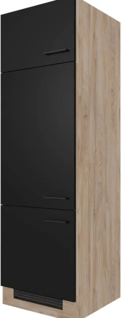Kühlumbauschrank Capri schwarz matt B/H/T: ca. 60x200x57 cm