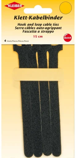 Kleiber Klett-Klebeband schwarz L: ca. 15 cm 4 Packstücke