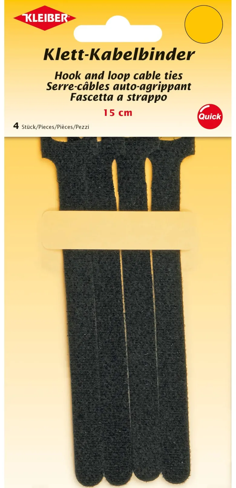 Kleiber Klett-Klebeband schwarz L: ca. 15 cm 4 Packstücke