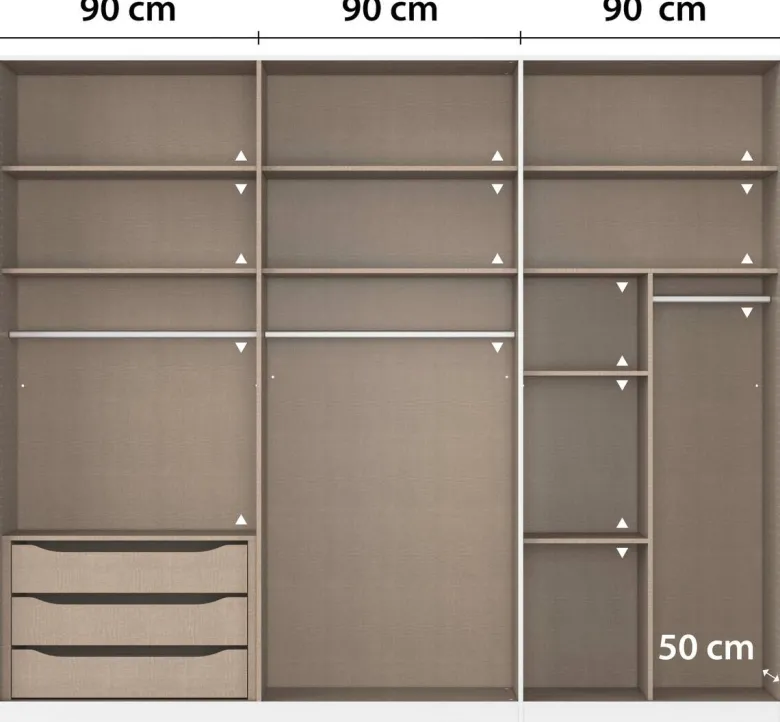 Kleiderschrank Alabama grau B/H/T: ca. 271x229x54 cm