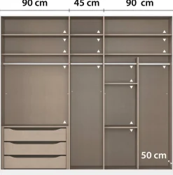 Kleiderschrank Alabama grau B/H/T: ca. 225x210x54 cm