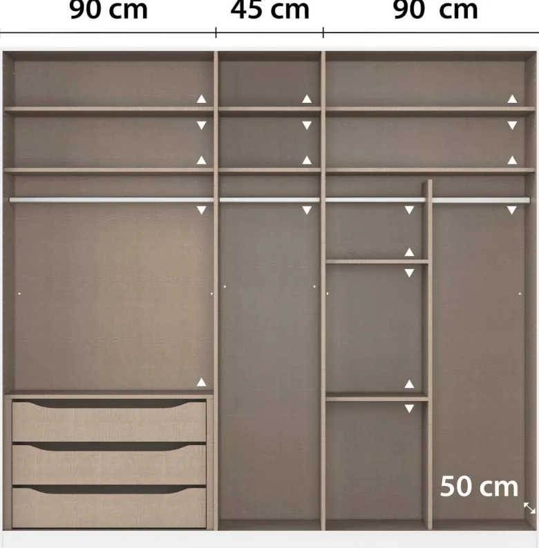 Kleiderschrank Alabama grau B/H/T: ca. 225x210x54 cm