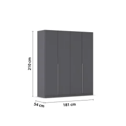Kleiderschrank Alabama grau B/H/T: ca. 181x210x54 cm