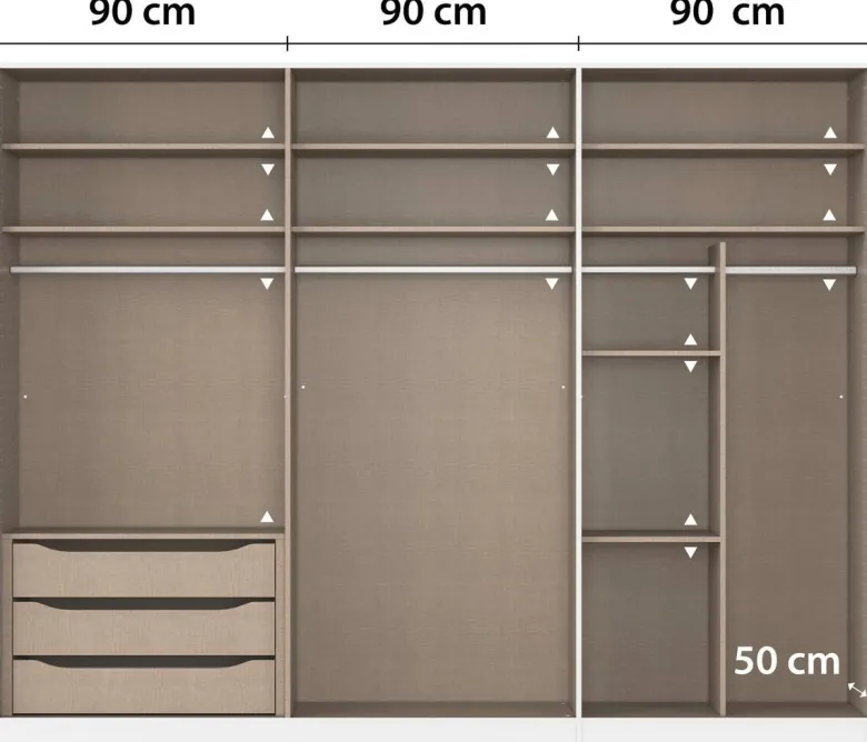 Kleiderschrank Alabama grau B/H/T: ca. 271x210x54 cm