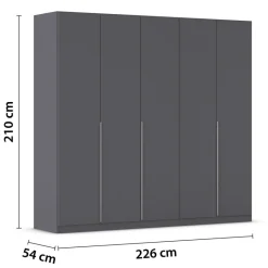 Kleiderschrank Alabama grau B/H/T: ca. 225x210x54 cm