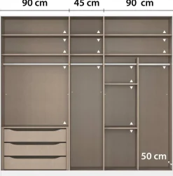 Kleiderschrank Alabama grau B/H/T: ca. 225x210x54 cm