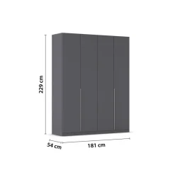 Kleiderschrank Alabama grau B/H/T: ca. 181x229x54 cm
