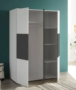 Kleiderschrank Alex weiß Graphit B/H/T: ca. 135x195x60 cm