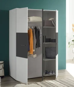 Kleiderschrank Alex weiß Graphit B/H/T: ca. 135x195x60 cm