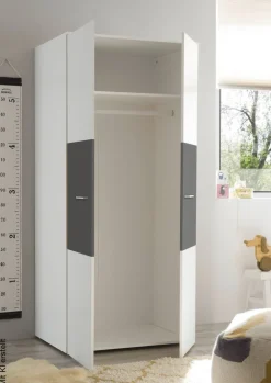 Kleiderschrank Alex weiß Graphit B/H/T: ca. 90x195x60 cm