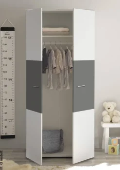 Kleiderschrank Alex weiß Graphit B/H/T: ca. 90x195x60 cm