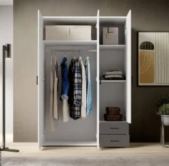 Kleiderschrank Base 3 weiß B/H/T: ca. 121x176x51 cm