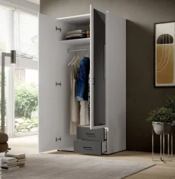 Kleiderschrank Base 2 weiß Graphit B/H/T: ca. 81x176x51 cm