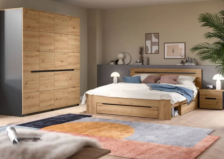 Kleiderschrank CANU basaltgrau Artisan Nachbildung B/H/T: ca. 180x198x59 cm