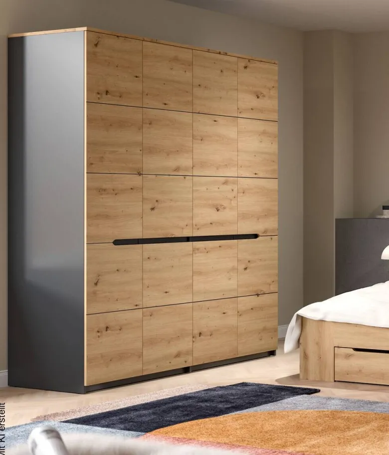 Kleiderschrank CANU basaltgrau Artisan Nachbildung B/H/T: ca. 180x198x59 cm
