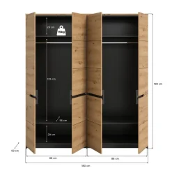 Kleiderschrank CANU basaltgrau Artisan Nachbildung B/H/T: ca. 180x198x59 cm
