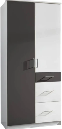 Kleiderschrank Click Alpinweiß Graphit B/H/T: ca. 90x199x58 cm