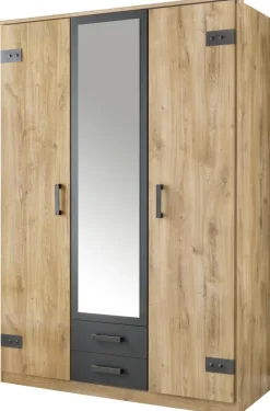 Kleiderschrank Cork Eiche Nachbildung Graphit B/H/T: ca. 135x199x58 cm
