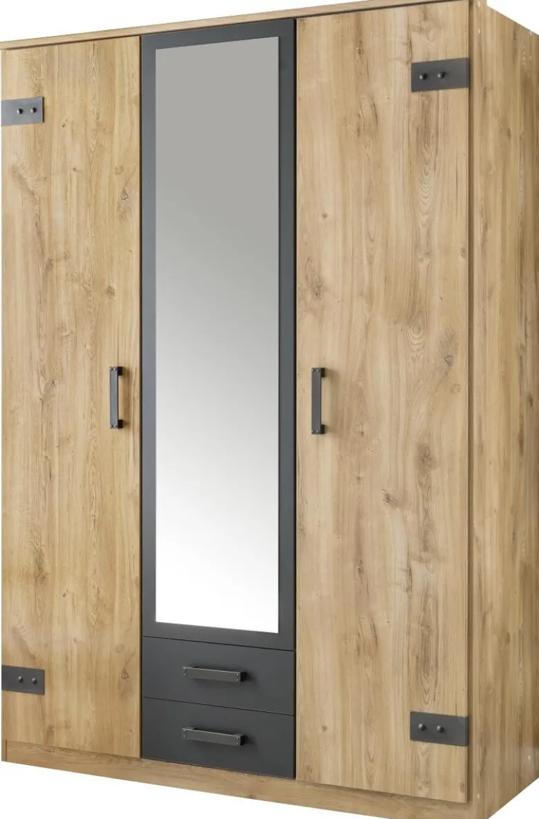 Kleiderschrank Cork Eiche Nachbildung Graphit B/H/T: ca. 135x199x58 cm