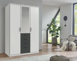 Kleiderschrank Cottbus weiß B/H/T: ca. 135x198x58 cm