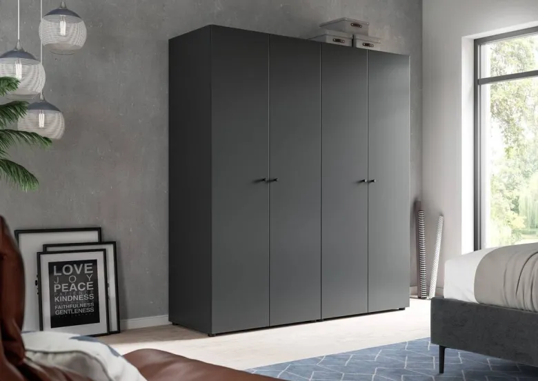 Kleiderschrank DARWIN anthrazit B/H/T: ca. 160x176x51 cm