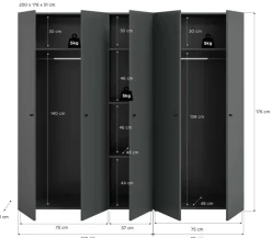Kleiderschrank DARWIN anthrazit B/H/T: ca. 200x176x51 cm