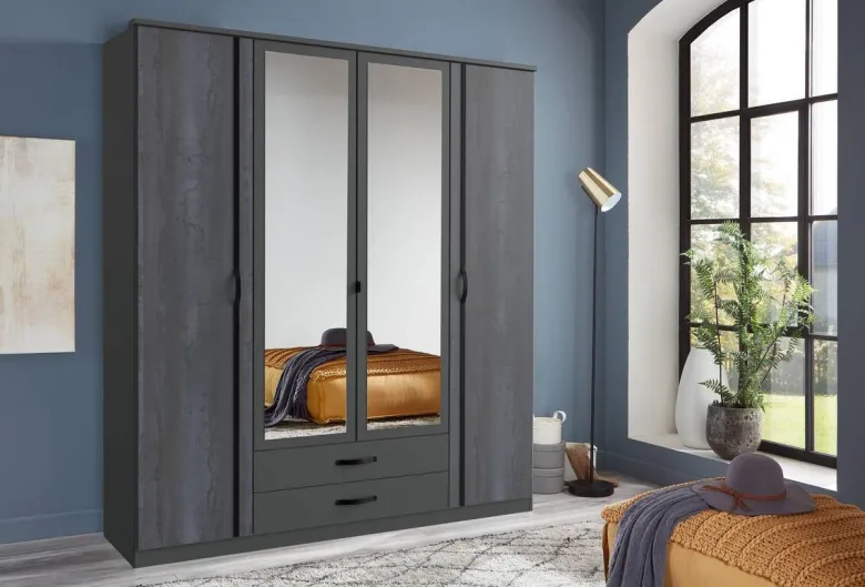 Kleiderschrank Duo2 Digi-Steel Optik Graphit B/H/T: ca. 179x199x58 cm