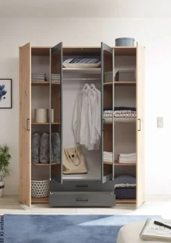 Kleiderschrank Eiche Artisan Nachbildung B/H/T: ca. 159x197x54 cm