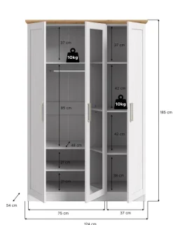 Kleiderschrank FLORENZ Sibiu Lärche Nachbildung Eiche Artisan Nachbildung B/H/T: ca. 124x184x54 cm