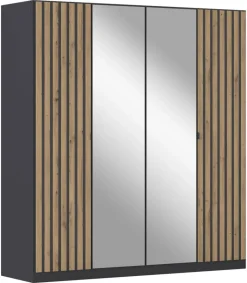 Kleiderschrank Genua grau Eiche Artisan Nachbildung B/H/T: ca. 181x197x54 cm