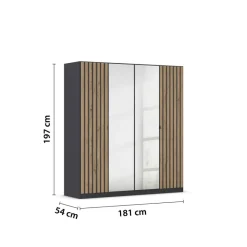 Kleiderschrank Genua grau Eiche Artisan Nachbildung B/H/T: ca. 181x197x54 cm