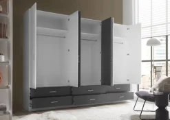 Kleiderschrank Janne weiß Graphit B/H/T: ca. 272x211x55 cm