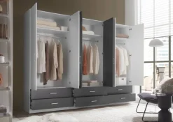 Kleiderschrank Janne weiß Graphit B/H/T: ca. 272x211x55 cm